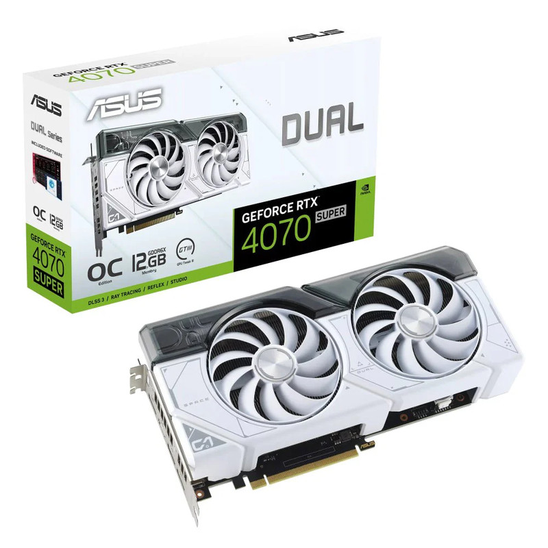 Asus Dual GeForce RTX 4070 Super 12GB GDDR6X OC Gaming Graphics Card - White Edition - كرت شاشة